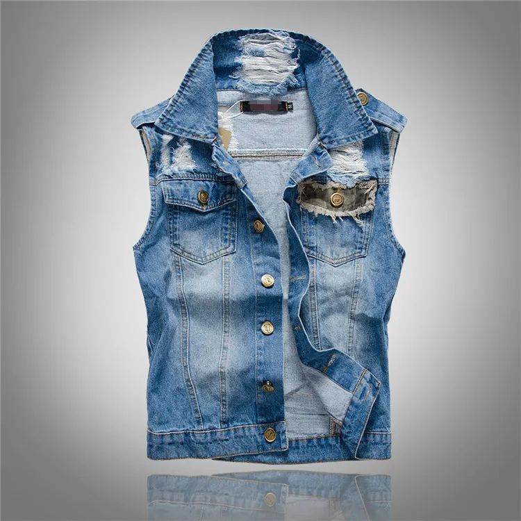 New Fashion Men Blue Casual Ri - Men'S Fashion Vest With Jeans บทวิจารณ์และราคา