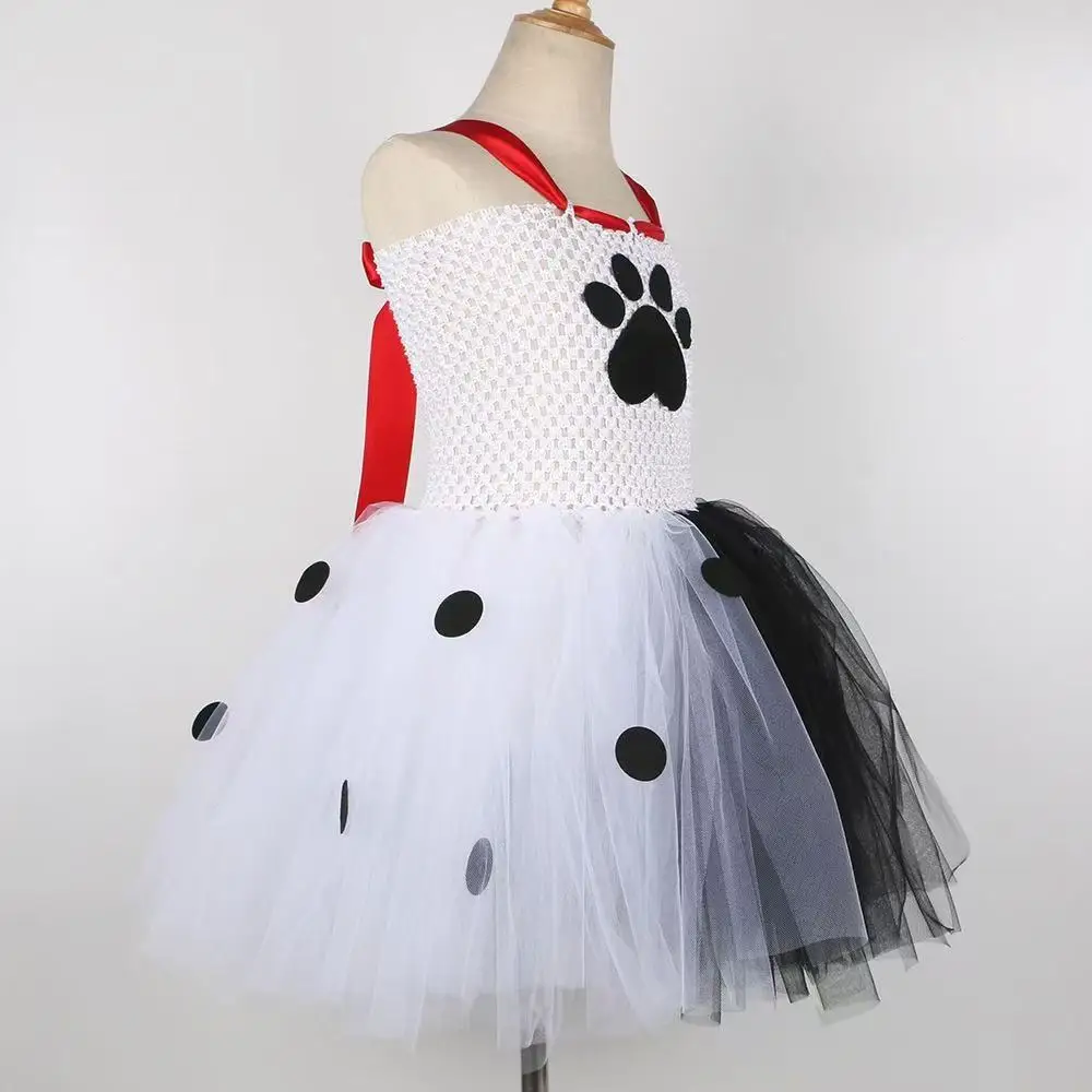 Dalmatian Dog Tutu Dress White Black Spotted Animal Halloween Costume Puppy Dressing Outfit image 4