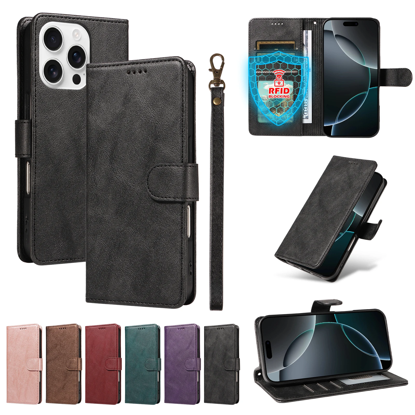 Leather Wallet Flip Case For Samsung Galaxy A33 A53 A73 A22 A32 A52 A72 A42 A17 A16 A15 A14 A13 A12 4G 5G RFID Blocking