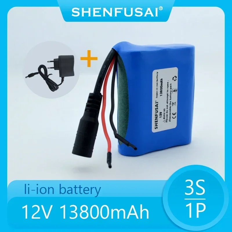 100%.New.12V.13800 mAh.3S1P.Batterie Au Lithium.18650.Batterie Au Lithium Pack Protection Conseil Rechargeable.1A Chargeur.