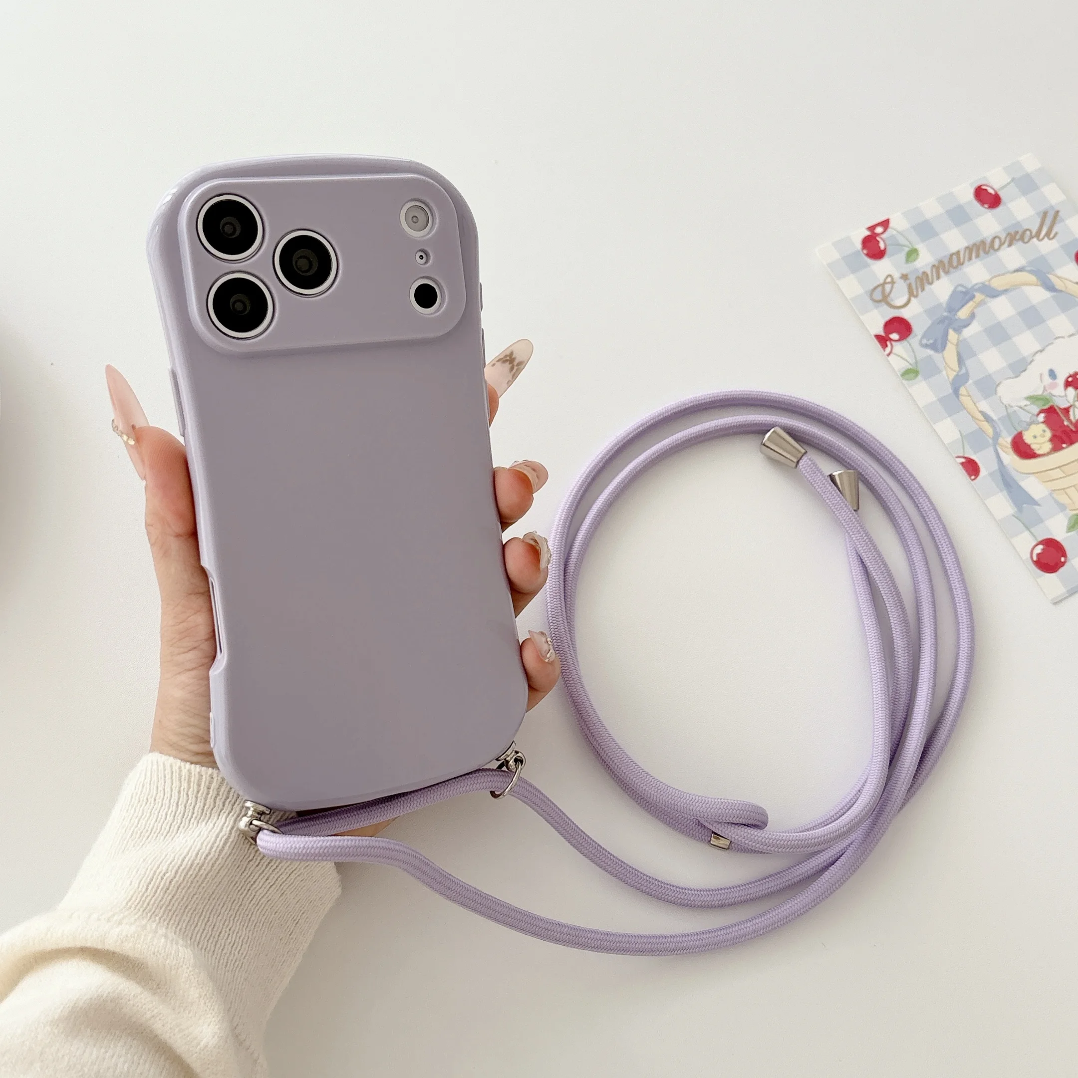 Candy Colored Fashion Diagonally Across Lanyard Phone Case For iPhone 17 16 15 14 13 12 11 Pro Max Plus Air Shockproof Cover view 3