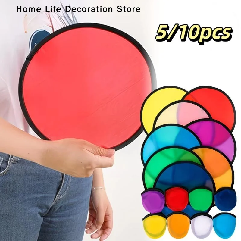Foldable Hand Fan 5/10pcs 2 In 1 Portable Pocket Cooling Fan Doubles As Flying Disc for Camping Hiking Summer Trips