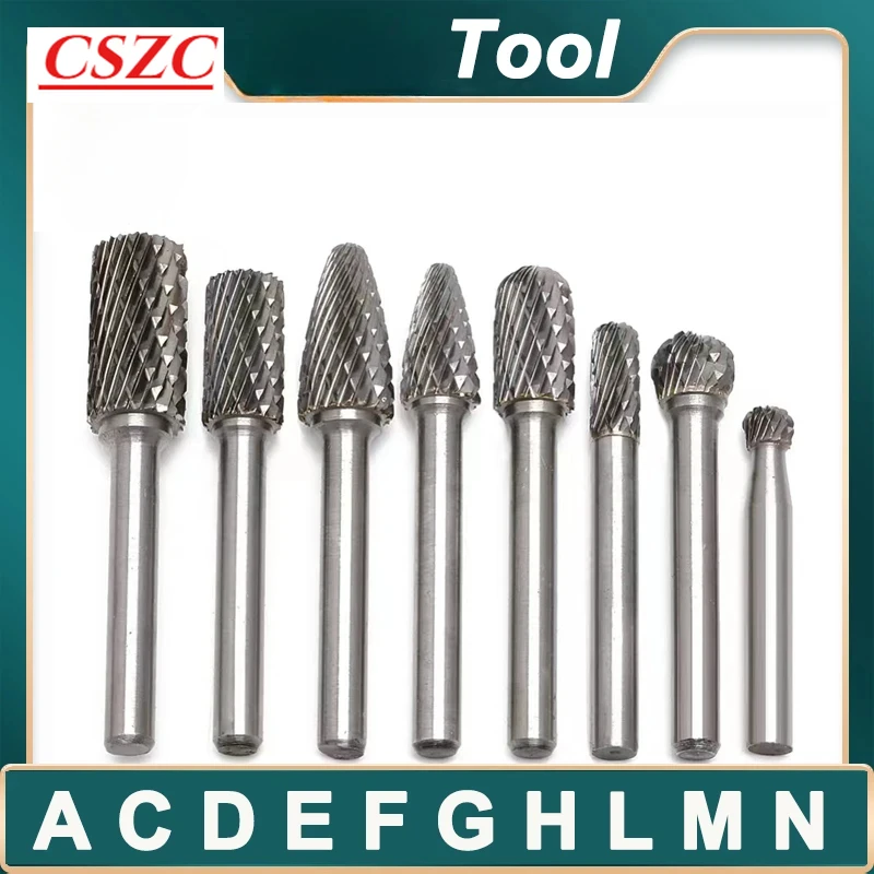 Carbide Rotary Burrs Set A C D E F G H L M 1/4 1/8 Shank Head For Woodworking Drilling Carving Engraving Polishing Rotary Burrs