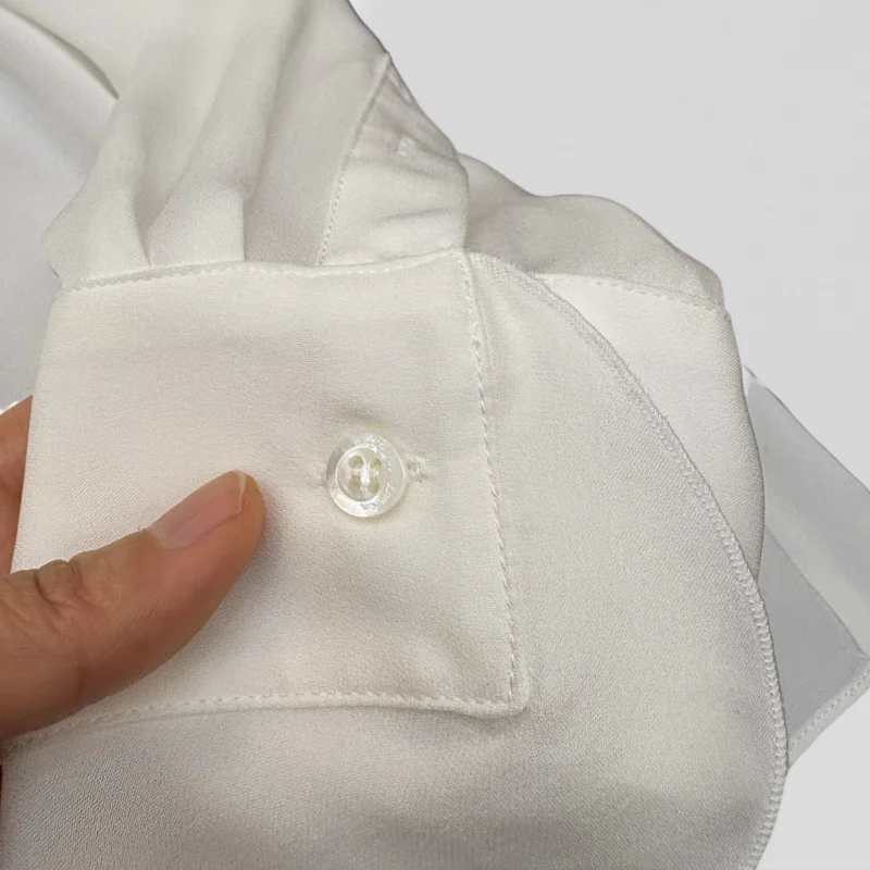 Damen-Hemd mit Puffärmeln aus 100 % Seide, quadratischer Ausschnitt, schicke Bluse, Damen-Blumenbluse, Chiffon-Langarm-Freizeithemd AI1594