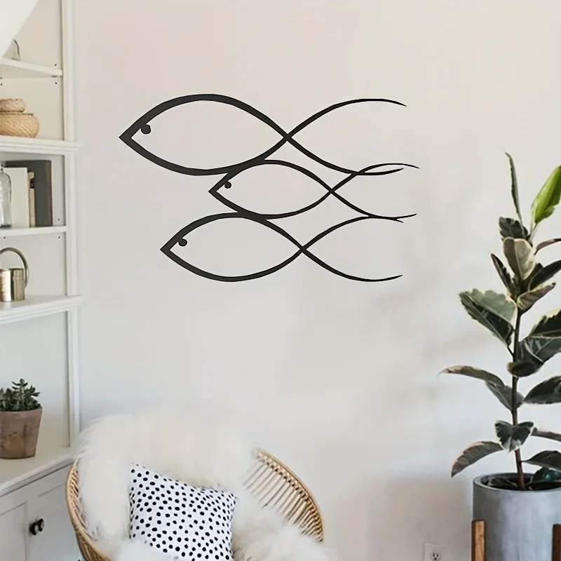 CIFBUY Metall-Fisch-Wandkunst, Metall-Wanddekoration, Wandbehang, Wohnzimmer-Dekoration, nautisches Schild, Eisenkunst, Wanddekoration