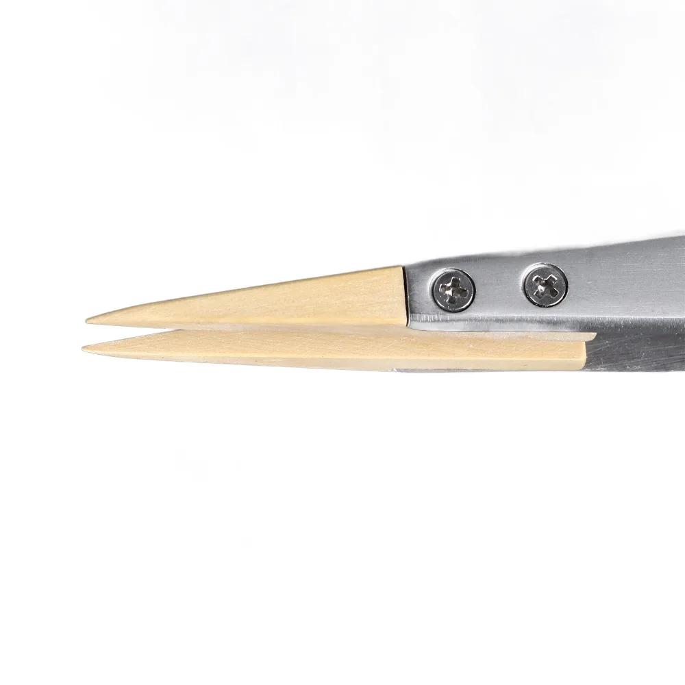 Safe Grip Boxwood Tweezers Anti-magnetic Sharp Tip Watch Tool Anti-scratch Insulated Component Clamp Component Fix