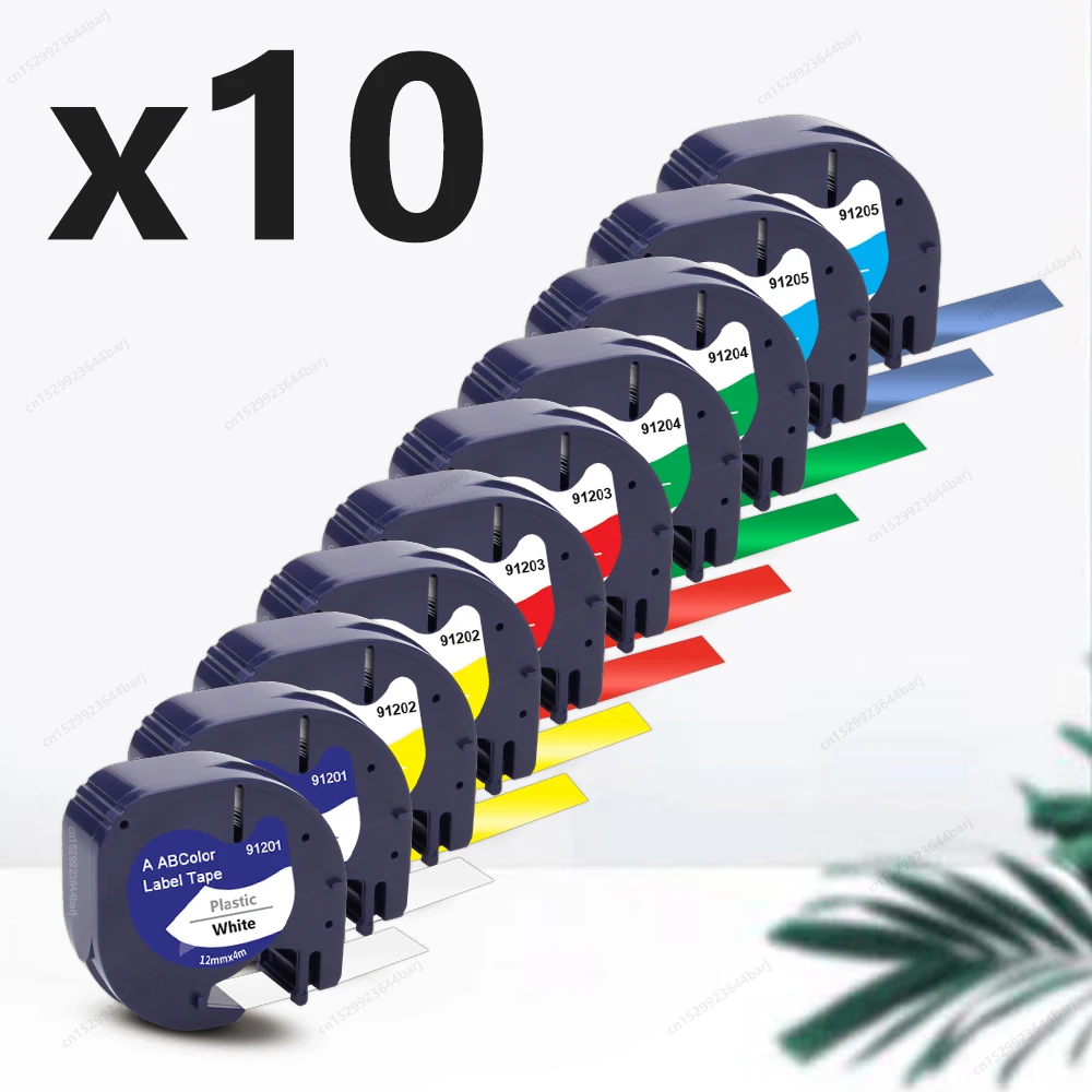 

2/5/10PK 91201 Compatible with Dymo 91201 Letratag Label Tape 91331 12mm LT Tape Black on White for Dymo LT-100H Label Printer