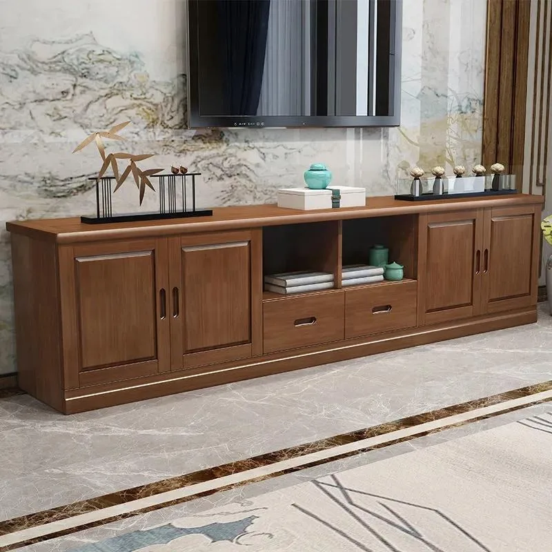 Chinese solid wood living room TV cabinet, modern simple floor cabinet high cabinet, bedroom heightened locker video cabinet