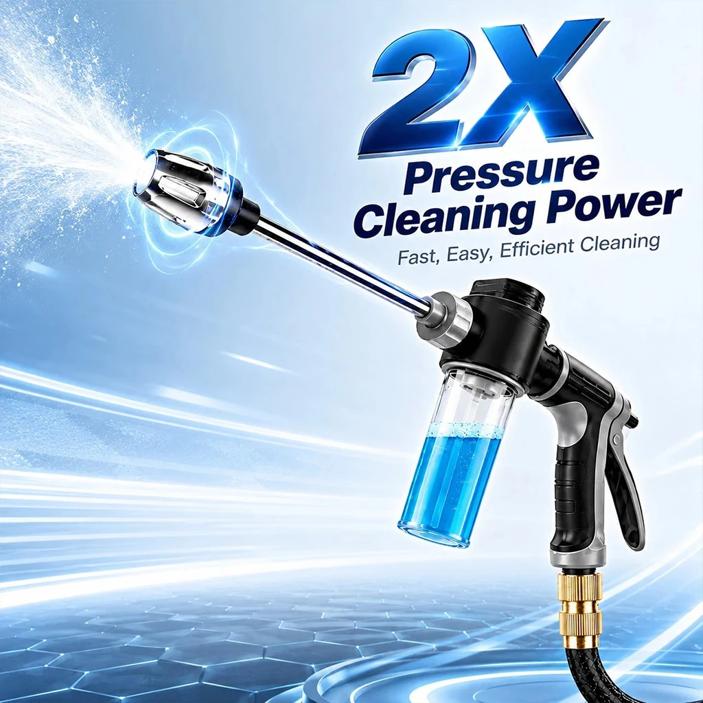 High-Pressure Car Wash Gun With Extended Spray Wand. Adjustable Nozzle For Garden Hose. Suitable For Cleaning Bicycles/ Vehicles/ Outdoor Areas/ Gardening Watering. view 2