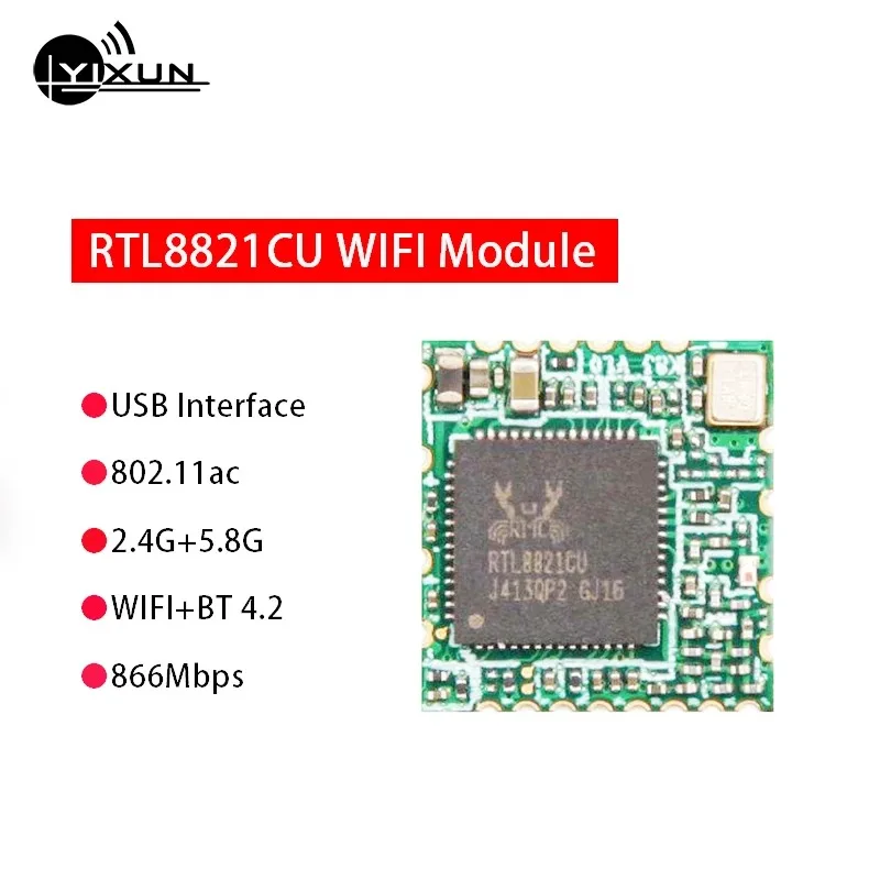 modulo inteligente de dupla frequencia bluetooth sem fio wifi 24g 58g bt 42 80211 b g n ac interface usb 20 rf wlan rtl8821cu 01