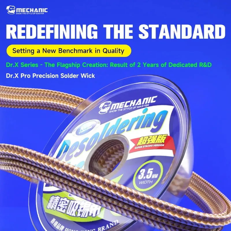 MECHANIC Dr.X Pro Solder Wick 1.0-3.5mm Desoldering Braid Wick Solder Remover Wire Fast Tin Absorbing for PCB BGA Welding Tool