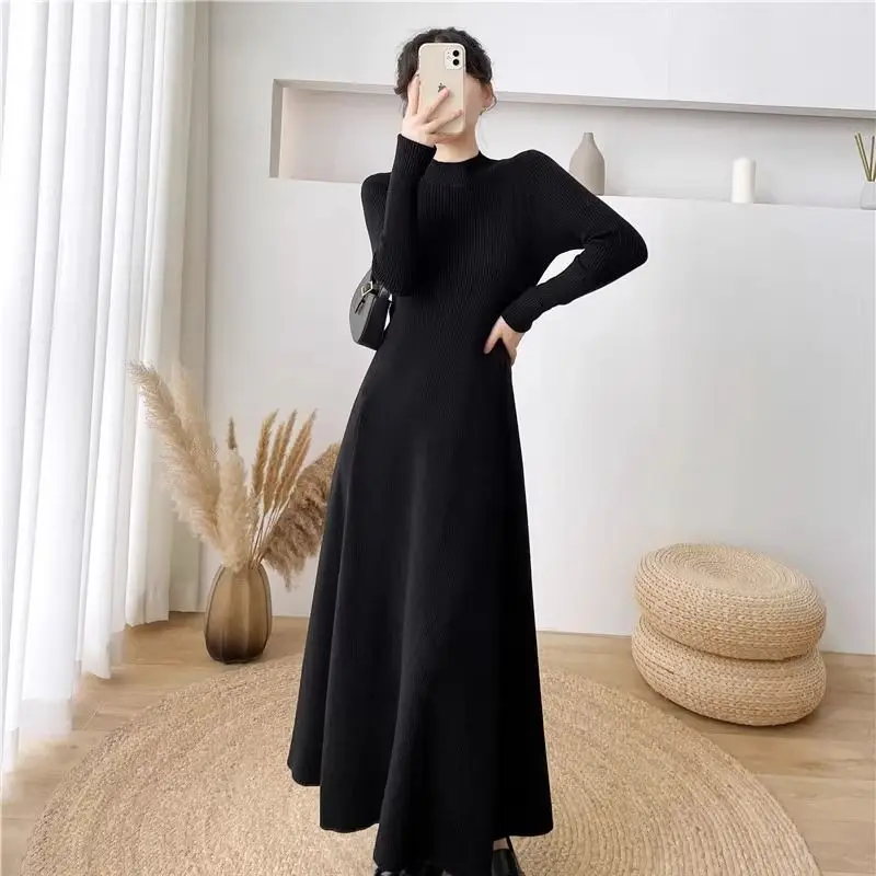 Long Sleeve Ruched Loose Fashion Tiede Dress Women Turtleneck Bandage Mini Dresses Black White Skinny Stretchy Party Vestidos