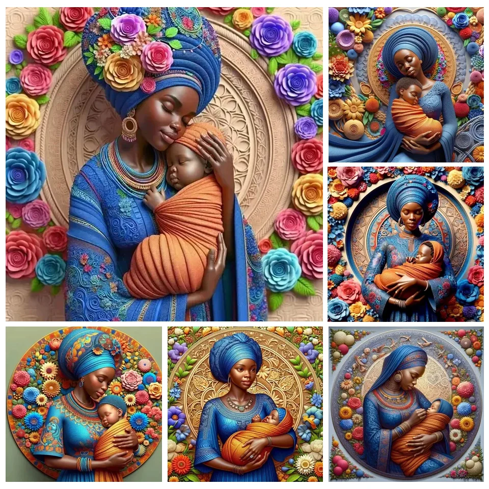 New Mother Love 5d Diamond Painting Embroidery African Rhinestone Picture Full Square Mosaic Jewelry Cross Stitch Kit Wall Decor