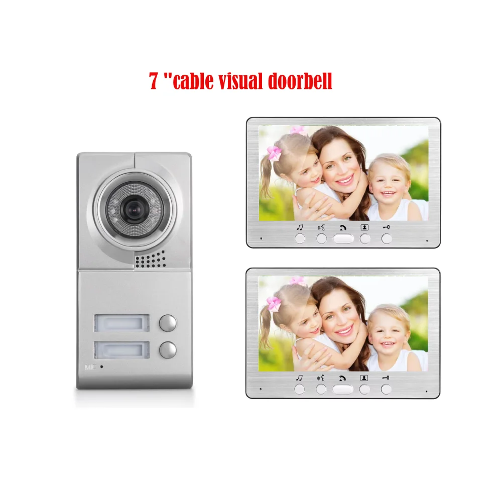 SmartYIBA 2 Unit Building Door Intercom System 7" Wired Visual Doorbell Kits Villa Home Security Video Door Phone Kits