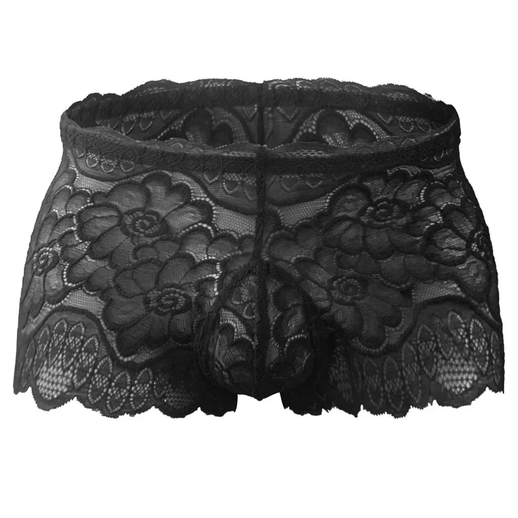 

Кружевное Boxy нижнее белье для мужчин, сексуальные U-образные выпуклые шорты-боксеры для трансвеститов, ультратонкое прозрачное нижнее белье, порно трусы Sissy