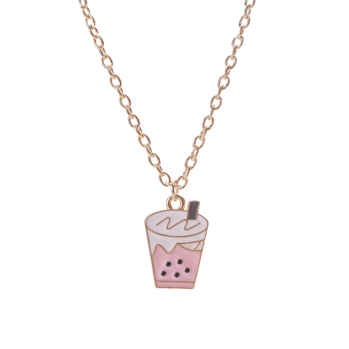 Milk Tea Cup Pendant Necklace For Women Cut Adjustable Pendant Necklace Fashion Jewelry Accessories Gift