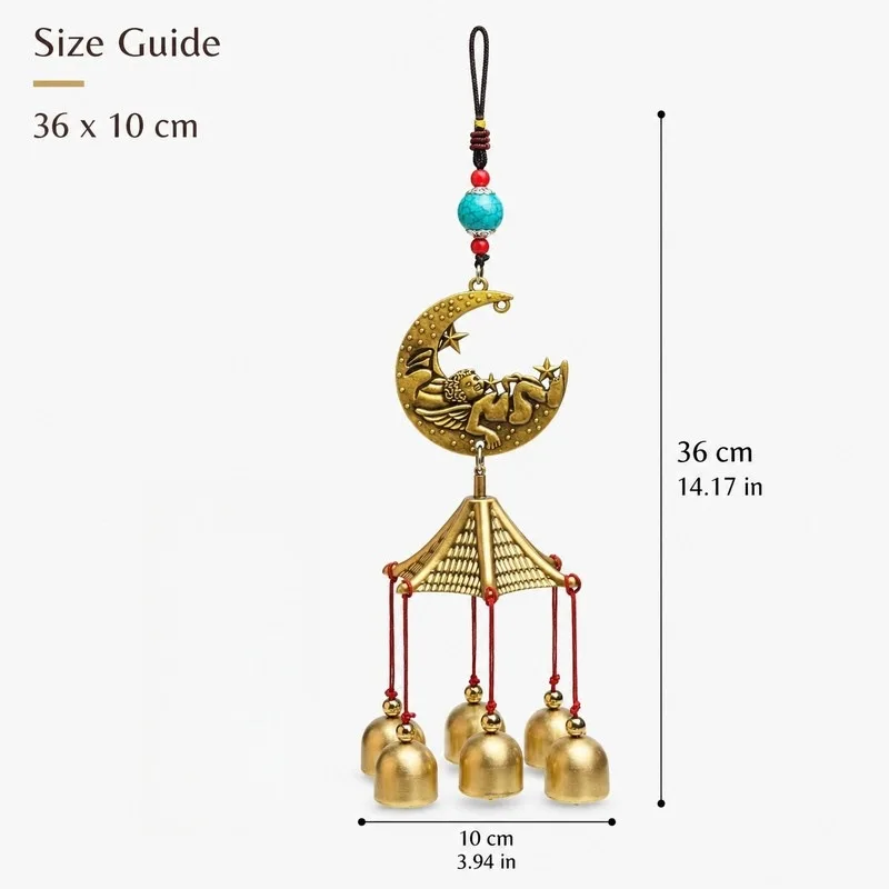 Ancient- Ornament, Creative Single-Layer Alloy Bell, Moon-Shaped Wind Chime, Ethnic-Style Garden And Courtyard D