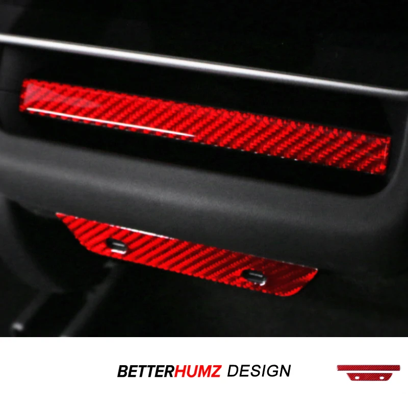 For Tesla Model Y Juniper 2025 Model 3 Highland 2024 Carbon Fiber Rear Air Vent Outlet Trim Stickers Car Interior Accessories