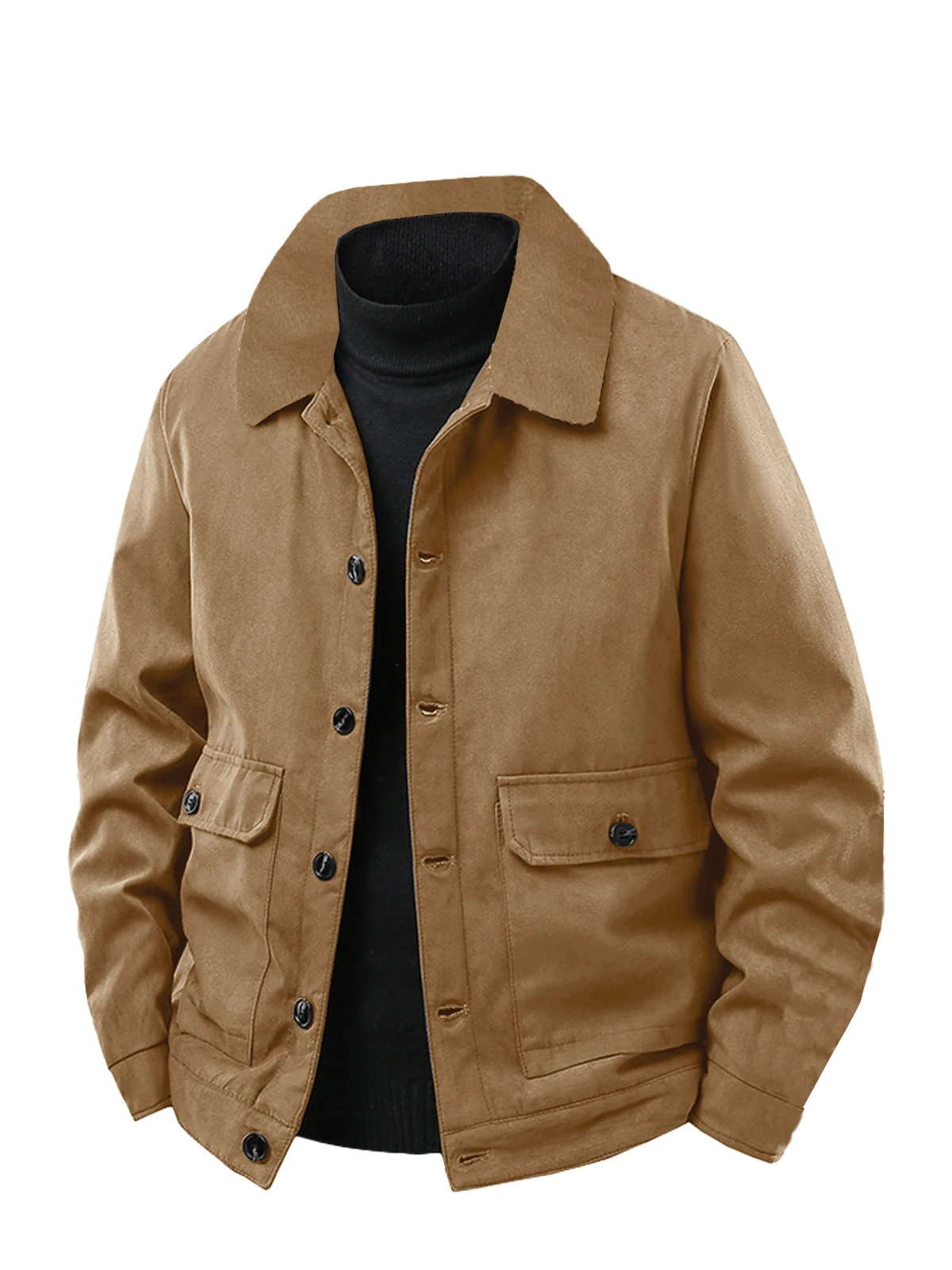سترة رجالية عادية ربيع الخريف زر التلبيب معطف العمل جديد بلون متعدد جيب القمم الرجال الموضة جودة عالية