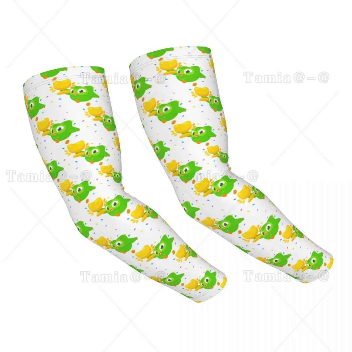 

Custom Duolingos Owl Duo Sports Compression Arm Sleeves Warmer Men Women UV Protection Tattoo Cover Up for Cycling