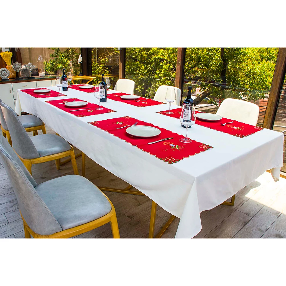 

Christmas Tablecloth Rectangular Dining Table Cloth Washable Reusable Tear Resistant Vibrant Color Exquisite Graphics Festive