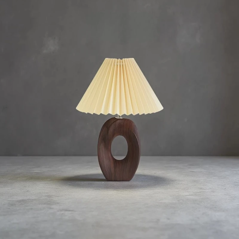 Nordic Minimalist LED Floor Lamp Pleated Fabric Lampshade Desk Lamp Bedroom Study Bedside Retro Decoration Lighting Reading Lamp