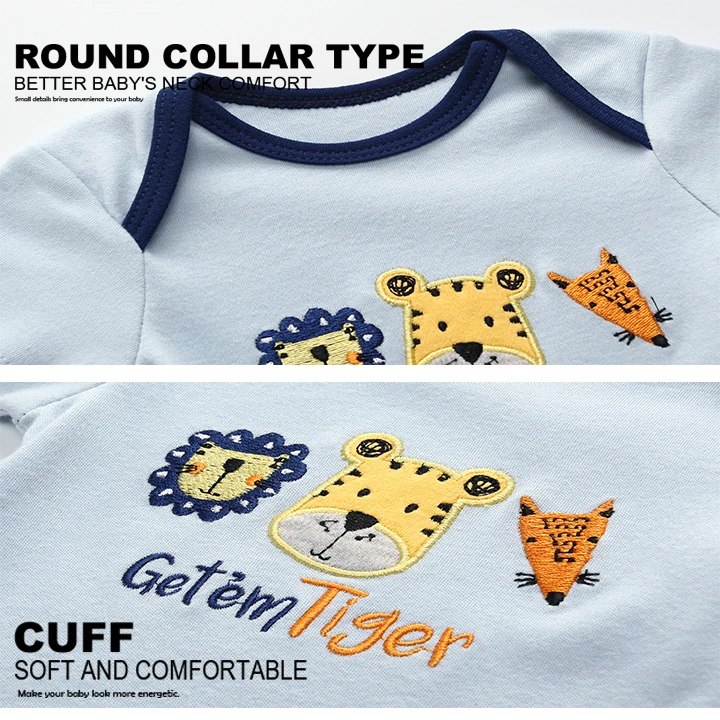 Summer Cartoon Baby Boy Bodysuits Short Sleeve Cotton Newborn Onesies Soft Infant Clothes