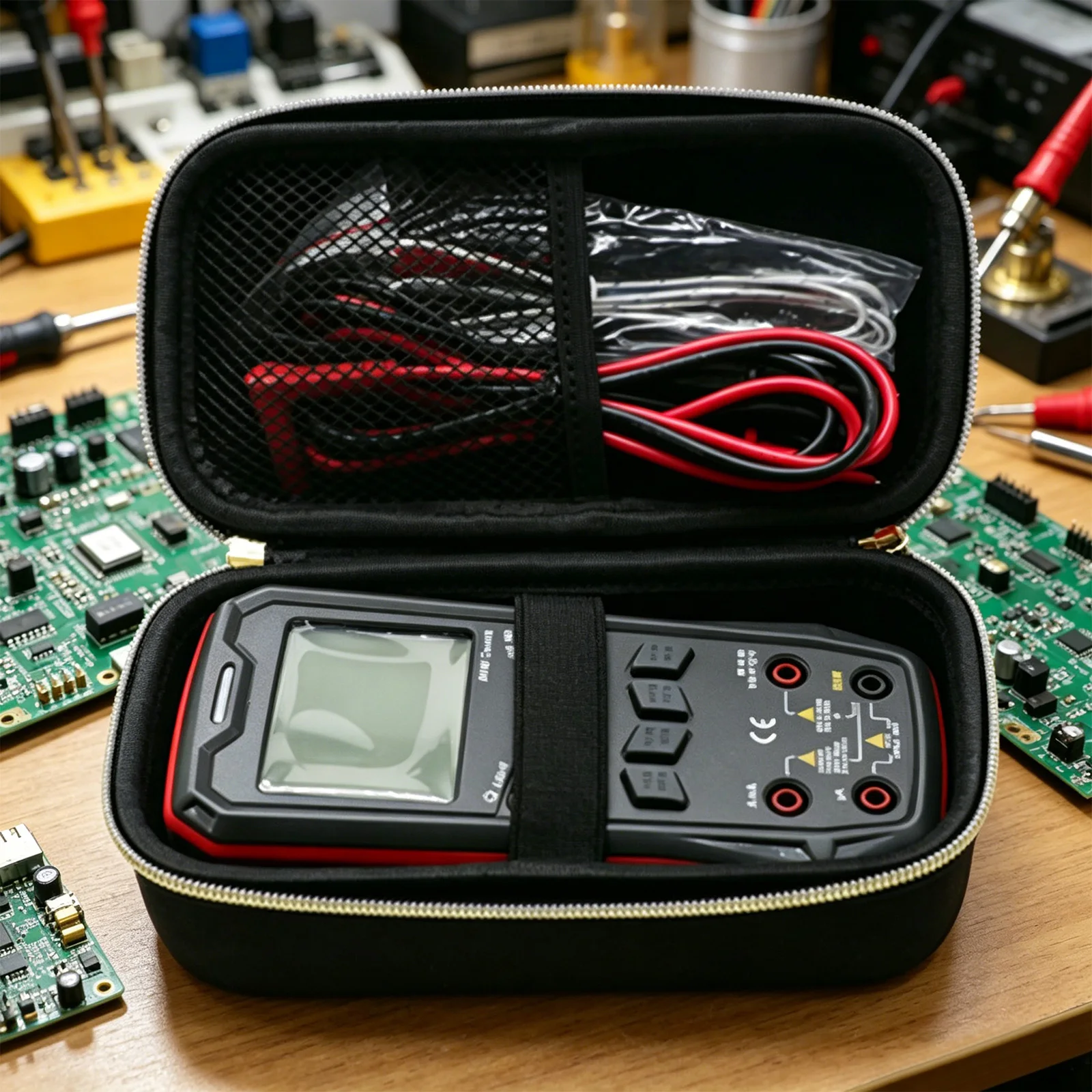 Secure Disk Case for UNIT/UT60S Digital Multimeter Outdoors Works Advanced Hard Cases with Hand Strap and Zipper Waterproof