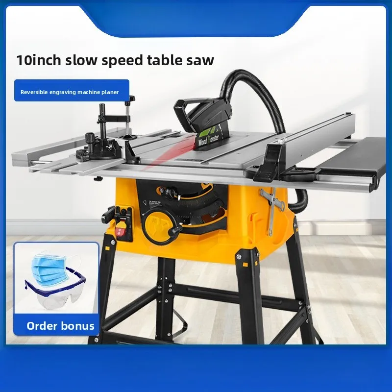 10 inch woodworking push table saw, open large board can be flip-chip engraving machine Aluminum wood dual-purpose cutting