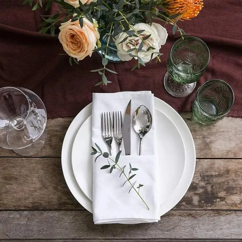 2/4/6PC 43x43cm 16i.9*16.9n RESTAURANT DINNER CLOTH LINEN WHITE PREMIUM HOTEL NEW NAPKINS