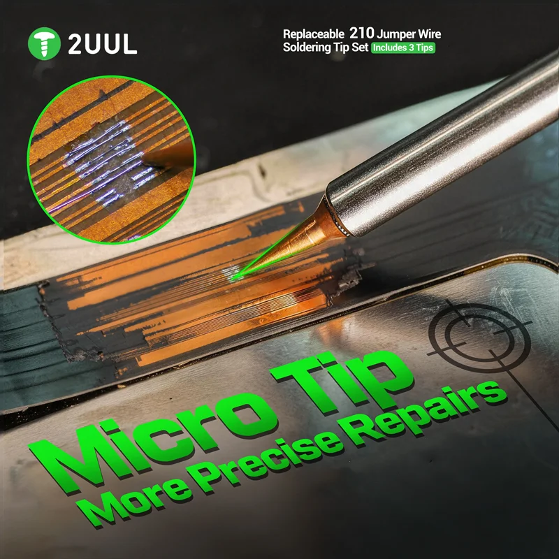 2UUL FD35 210 Series Soldering Iron Tip For Phone Motherboard Repair Pure Copper Replaceable Micro Jumper Wire Welding Head view 6
