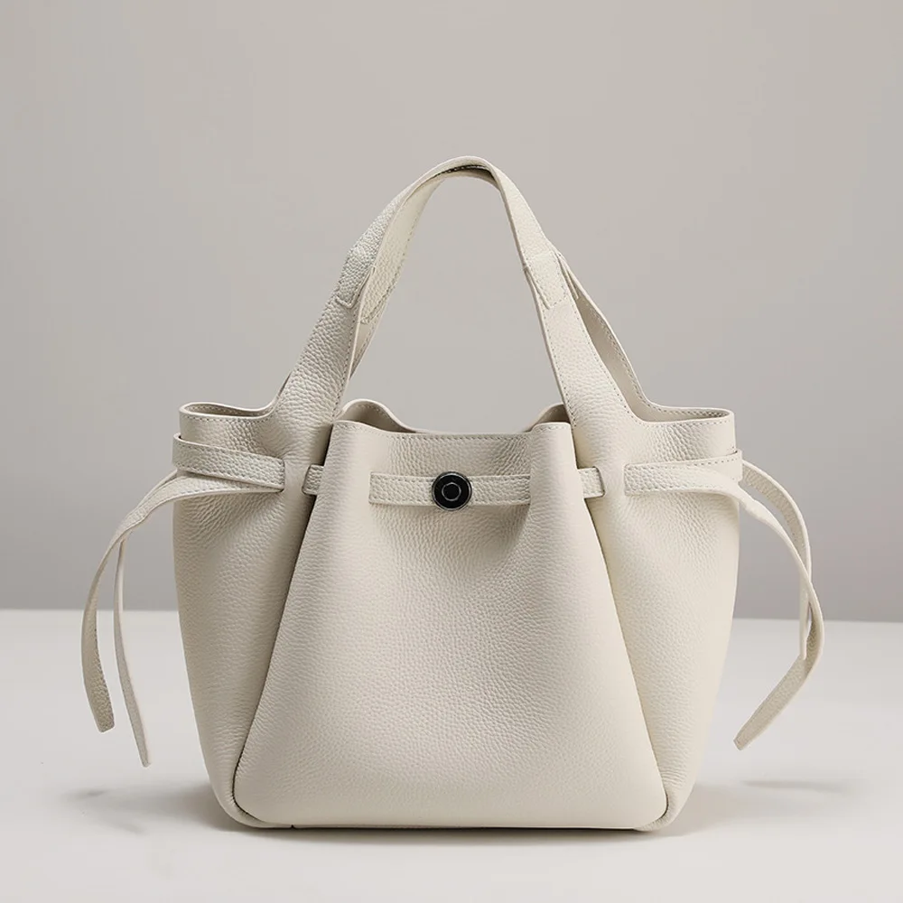 

Top-grain Cowhide Hand-held Vegetable Basket Bucket Bag Genuine Leather Tote Single-shoulder Crossbody Designer Luxury Bag