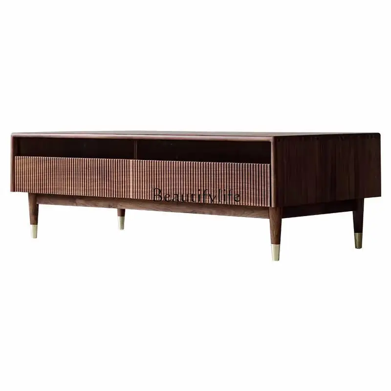 

Nordic black walnut coffee table all solid wood small apartment Nordic living room furniture side table