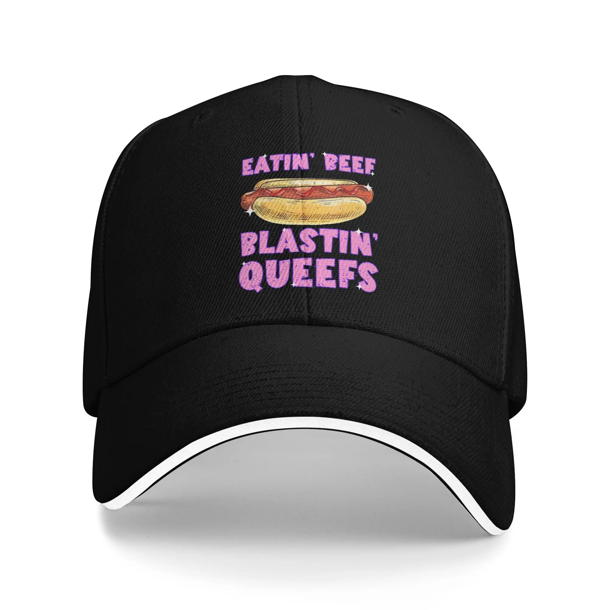 Hotdog Eatin Beef Blastin Queefs Inappropriate Baseball Cap  Hunting Camping Sunscreen Hip Hop Hats Fashion Baseball Caps