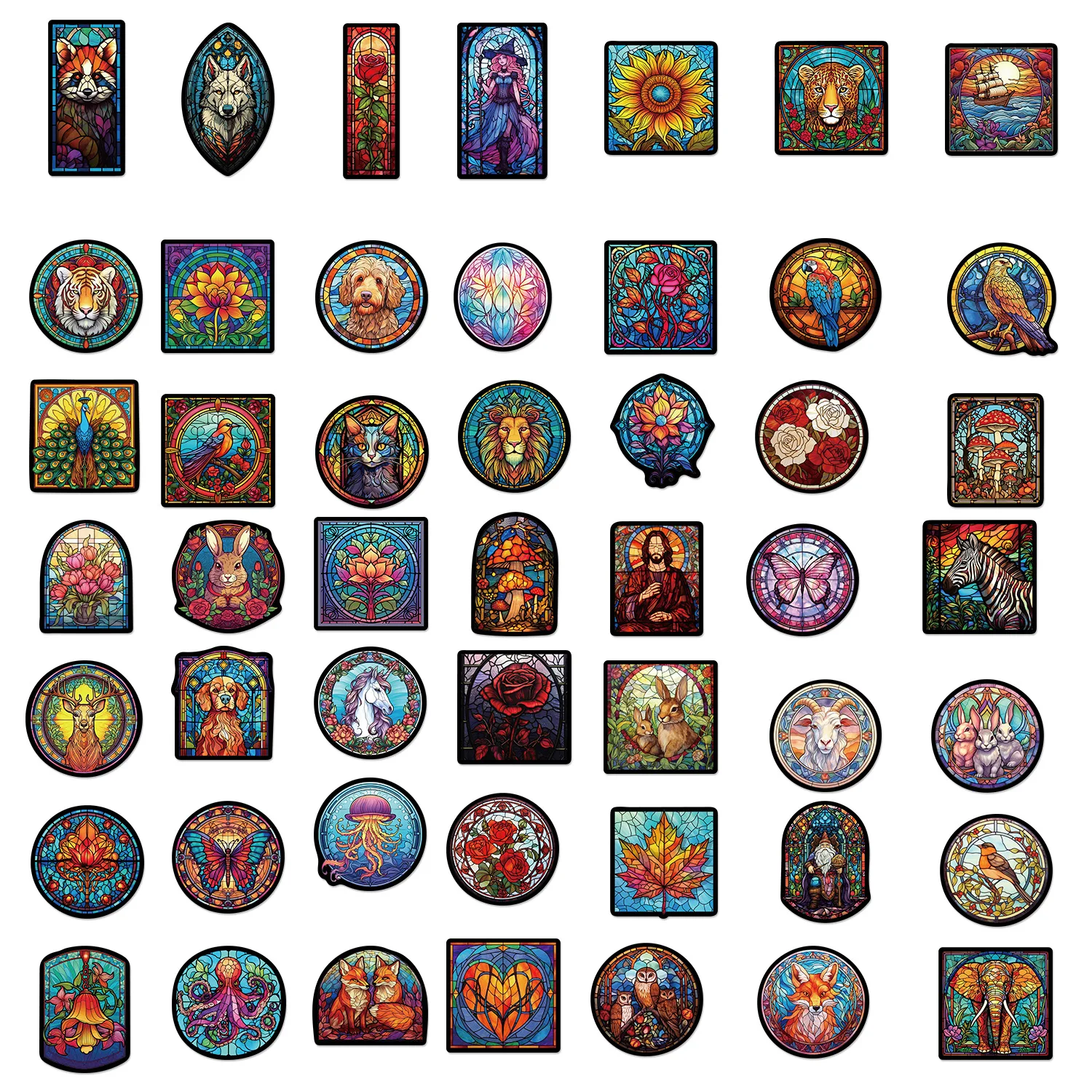 10/30/50PCS Elegant Stained Glass Style Art Graffiti Stickers for Water Cup Cell Phone Computer Notebook Stationery Luggage