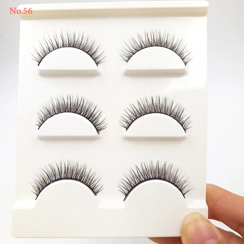 3ペア 厚め クロス つけまつげ 3Dまつげエクステ No.56 ハンドメイド メイクアップ フルストリップラッシュ アイツール