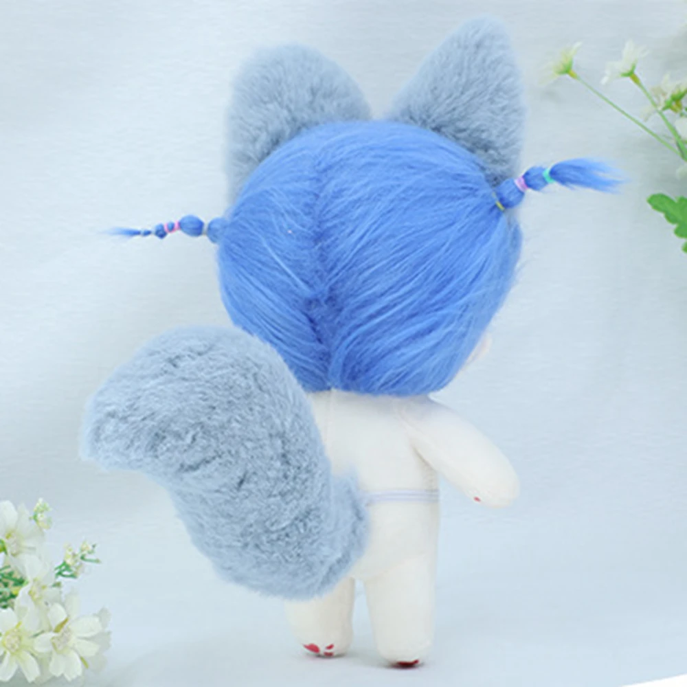 20cm Plush Cotton Doll Fox Ear Headwear+Tail Stuffed Toys Headband Idol Dolls Hairband Photo Props Doll Accessories Toys