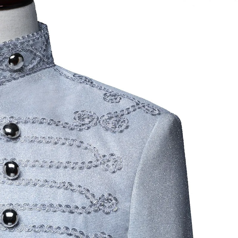 سترة رجالي سترة مشرقة رواج المحكمة الزي العسكري ملهى ليلي بار DJ رئيس معطف مصفف شعر سستة معطف السترة للرجال