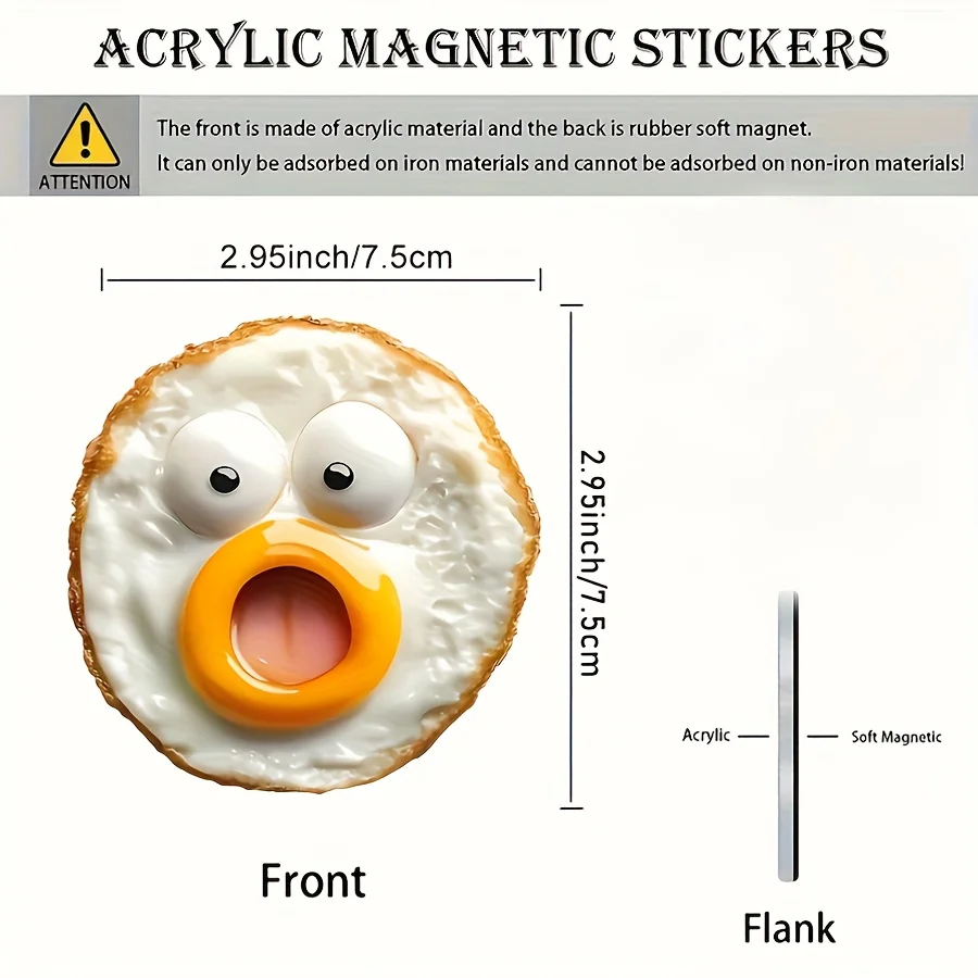 1 Pack Surprise Egg Fridge Magnets Cute Acrylic Oval Decor for Christmas Halloween June Celebration Foodie Kitchen Gift - Detail 1