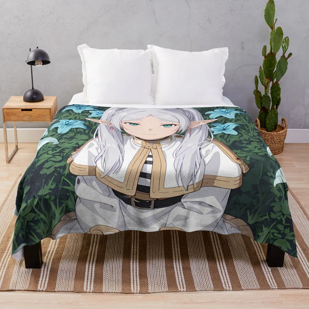 Eternal Grace: Frieren Beyond Journey Anime Girl Waifu Throw Blanket Sofa Travel anime Blankets