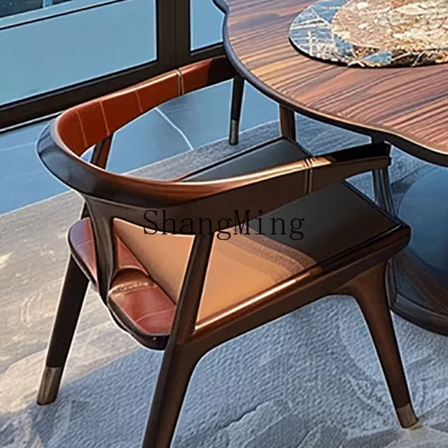 FG good-looking  new Chinese high-end black walnut dining table and chair combination solid wood restaurant home dining table