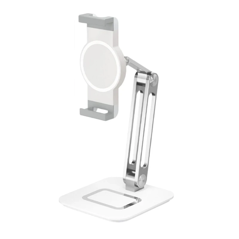 U55B Aluminum Phone Stand Foldable Enhances Stability Silicone Cushioned Clamp Multiple for 4.7-12.9inch Devices