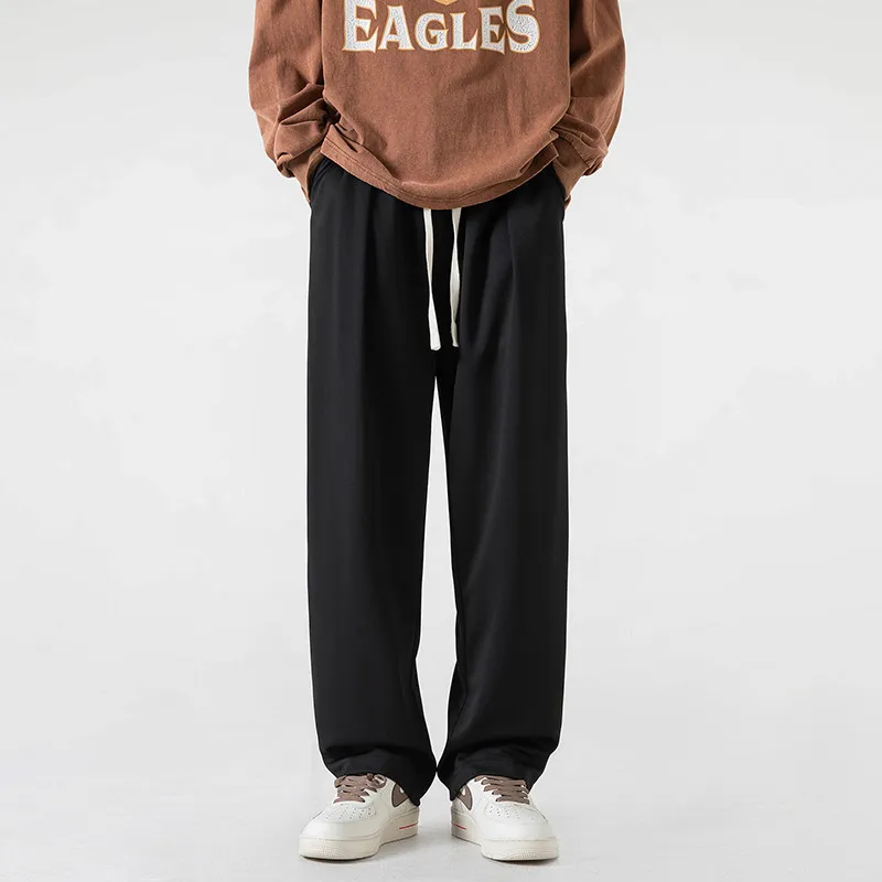 

Thickened Fleece Lined Corduroy Pants Straight Leg Wide Leg Men's Winter Trousers Youth Casual Loose Fit Long Pants