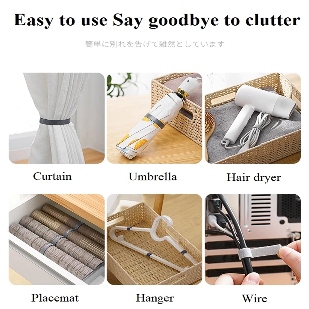 Reusable USB Cable Winder Cable Organizer Ties Mouse Wire Earphone Holder PC Cord Free Cut Cable Management Hoop Tape Protector