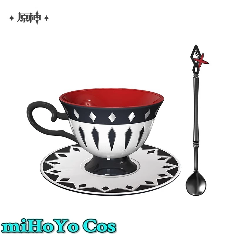 

[Подлинная] игра miHoYo Genshin Impact Arlecchino Impression, чашка для послеобеденного чая и набор блюд, косплей, аниме, аксессуары с героями мультфильмов, подарок