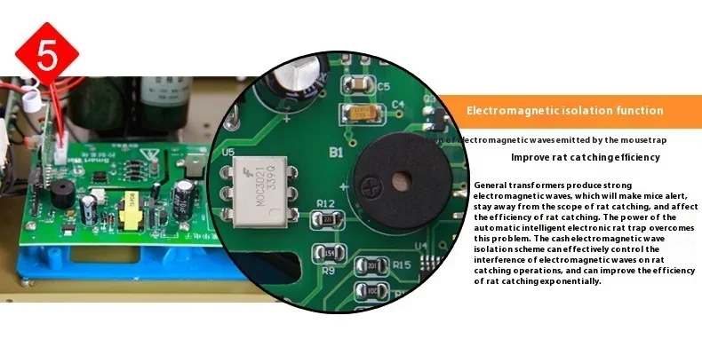 ERC-D6 Elektronische Mausefalle Elektrische Mäusefalle Automatische Hochspannungs-Mausefalle 2500V 180-240V – Detail 9