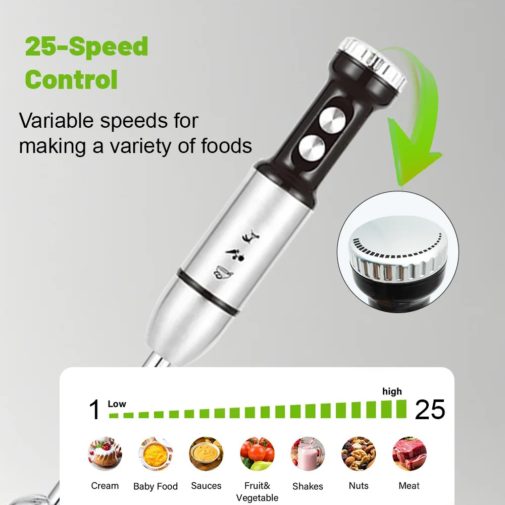 خلاط يدوي كهربائي 1000 وات صانع أغذية الأطفال 25 تروس متغيرة السرعة خلاط كهربائي محمول باليد لطحن اللحوم