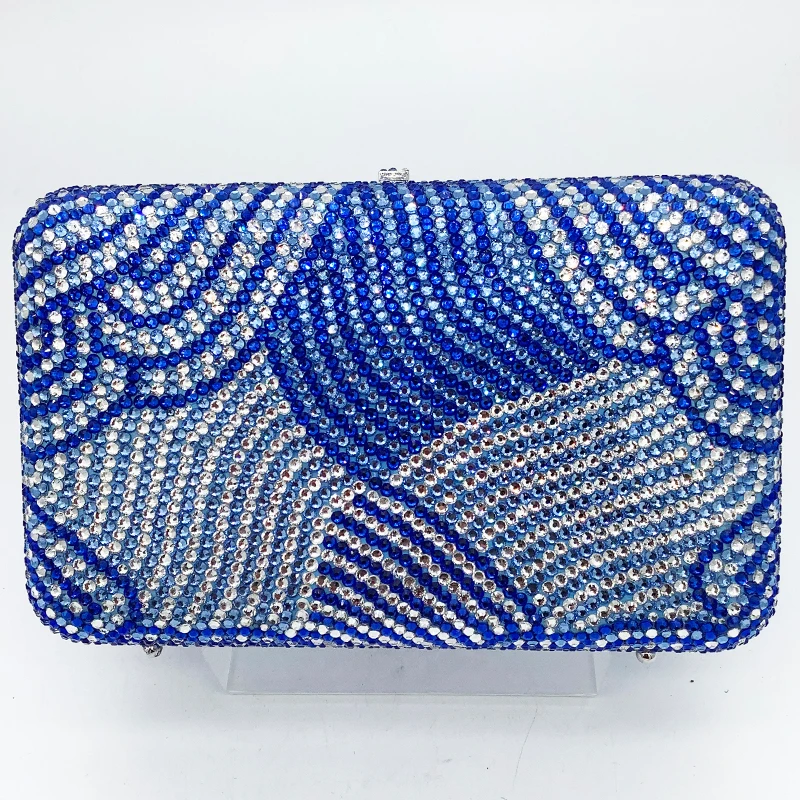 White/Blue Full Diamond Evening Clutch Luxury For Women Wedding Purses Lady Rhinestone Bridal Party Handbags Crystal Dinner Bags