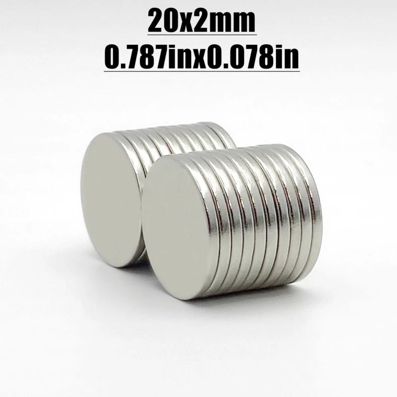 5/10/20/50 Pcs 20x2 Neodymium Magnet 20mm x 2mm N35 NdFeB Round Super Powerful Strong Permanent Magnetic imanes Disc 20x2