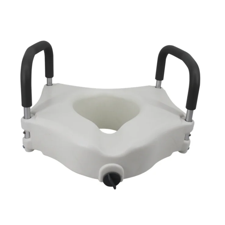 Assento sanitário de plástico para idosos, assento de vaso sanitário elevado com braço